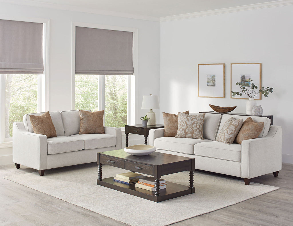 Christine 2-piece Upholstered Sloped Arm Sofa Set Beige