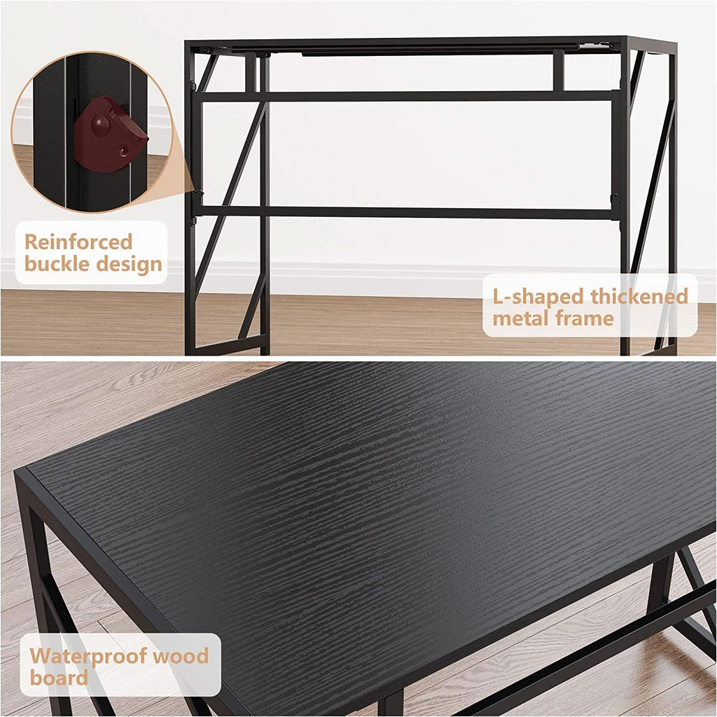 No Assembly Folding Desk for Small Spaces Home Office