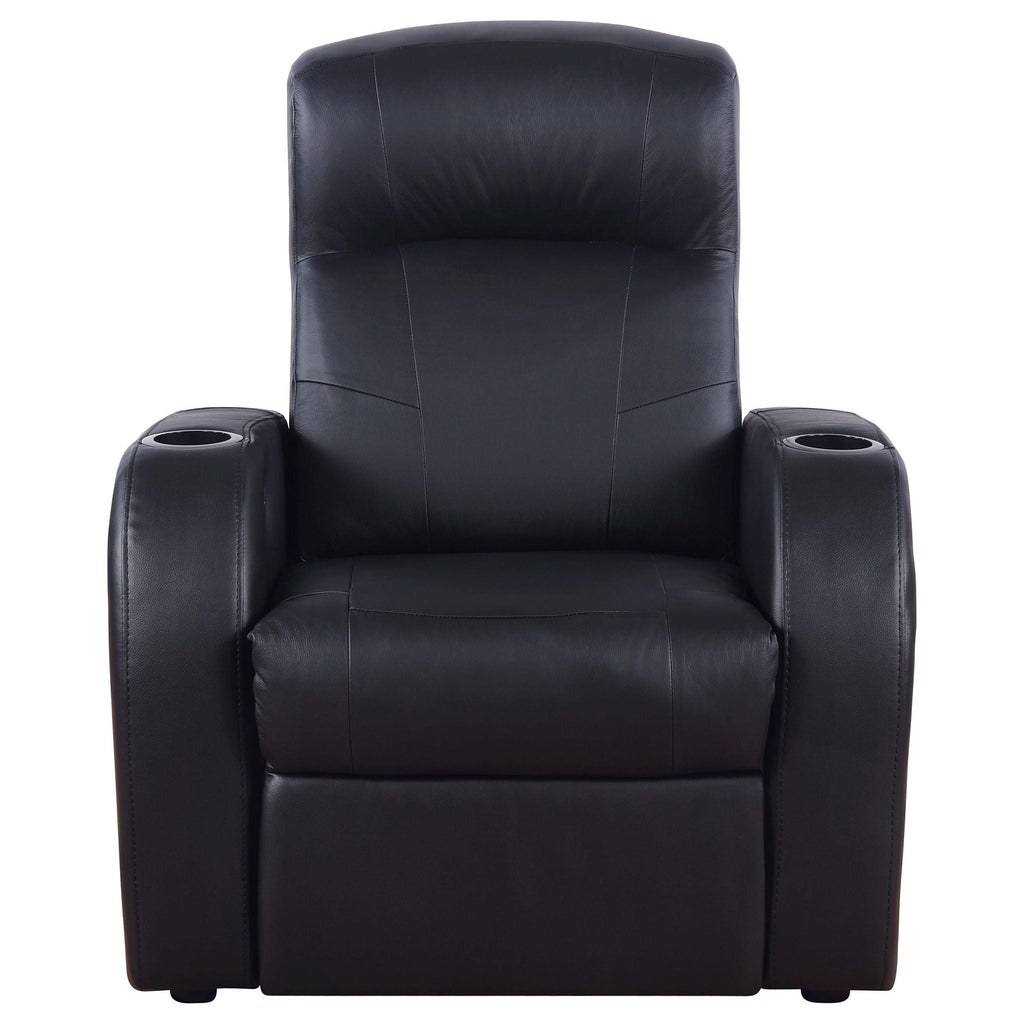 Franky - 7 Piece Seater Home Theater Set, Reclining Chairs & Storage Consoles - Black