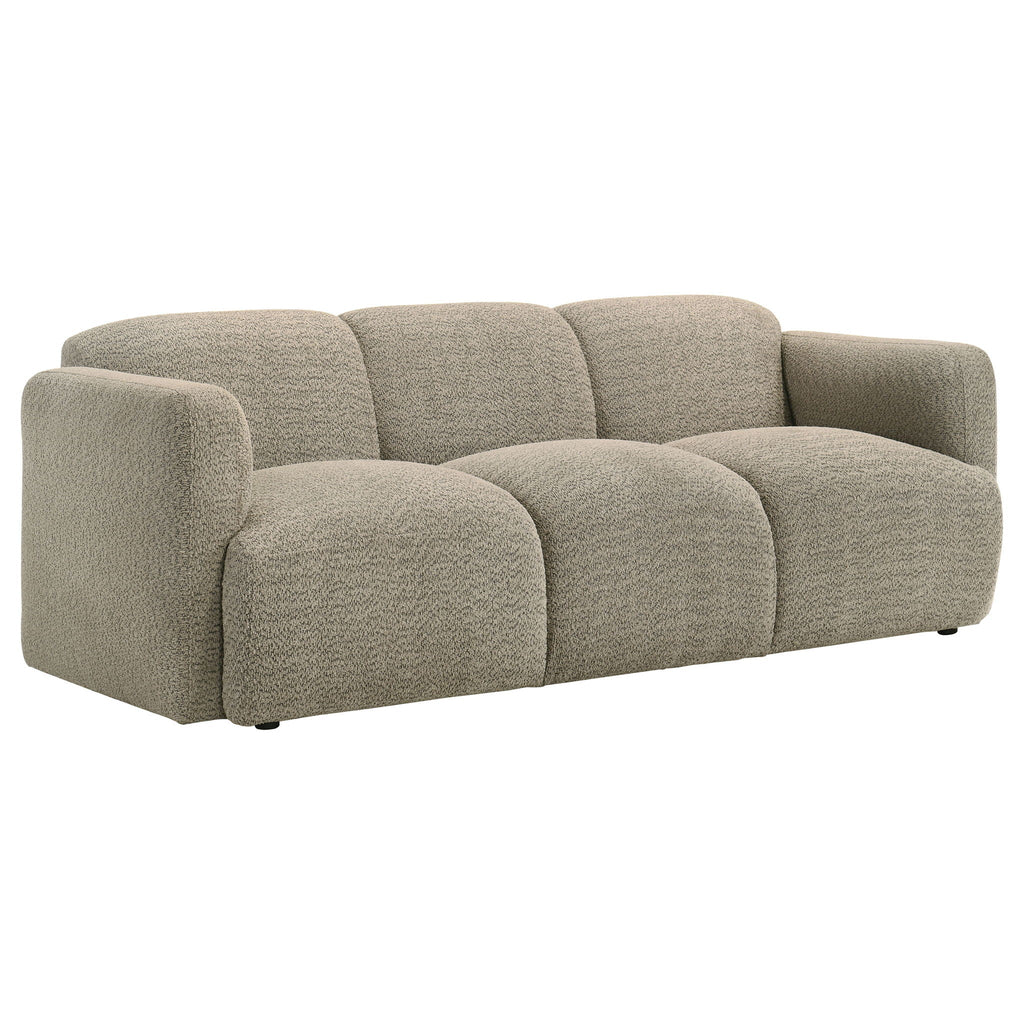 Dorset 3-piece Upholstered Round Track Arm Sofa Set Brown