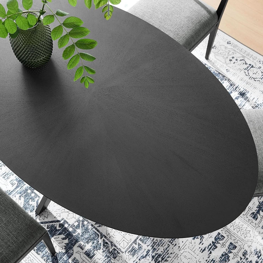 Crossroads 71 Inch Oval Wood Dining Table Black Seats 6 Easy To Assemble