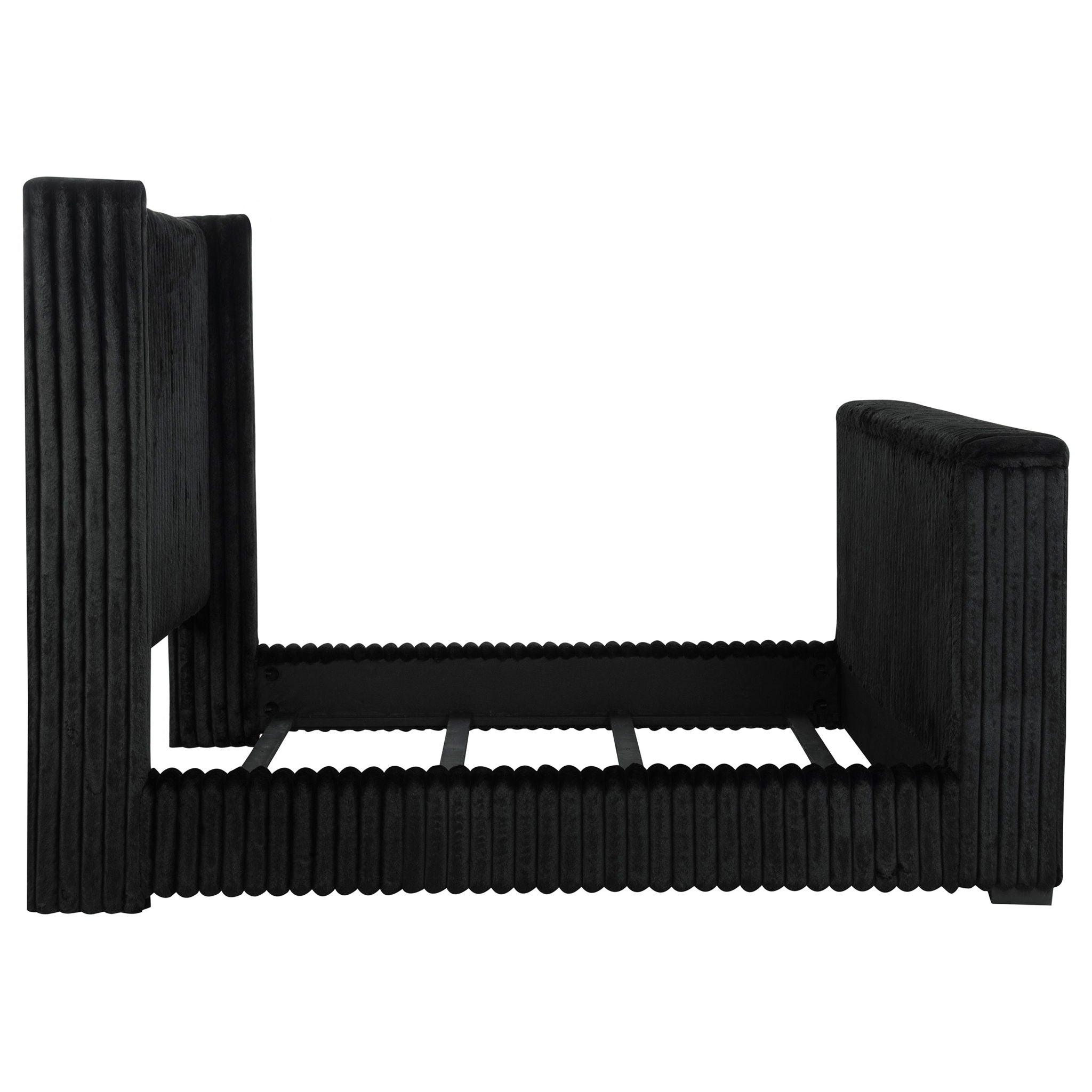 Centergrove Upholstered California King Wingback TV Bed Black