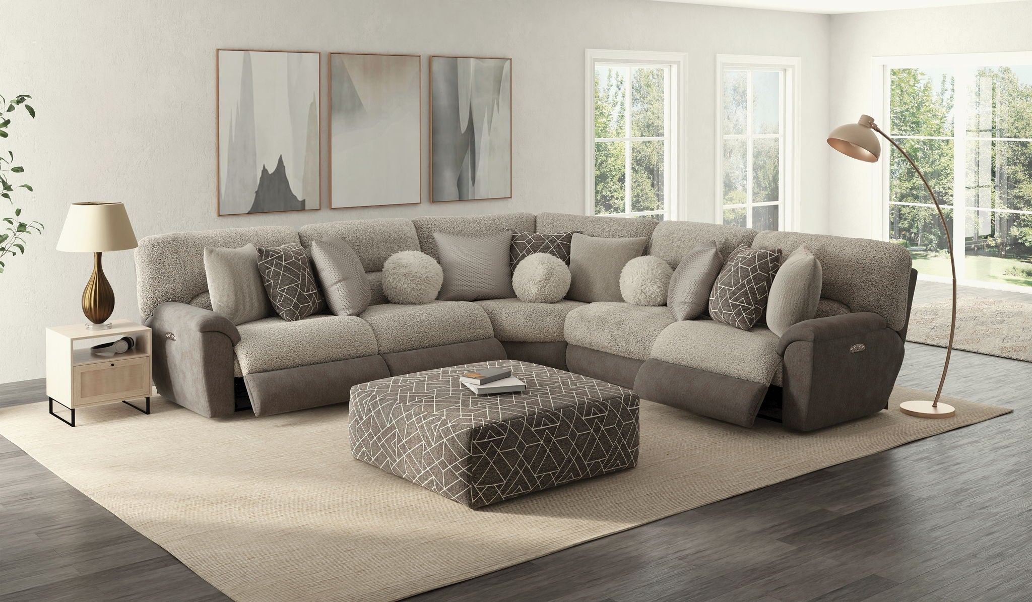 Rendezvous - Castered Cocktail Ottoman - Umber