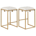 Square Counter Height Stools (Set of 2) - Beige / Gold