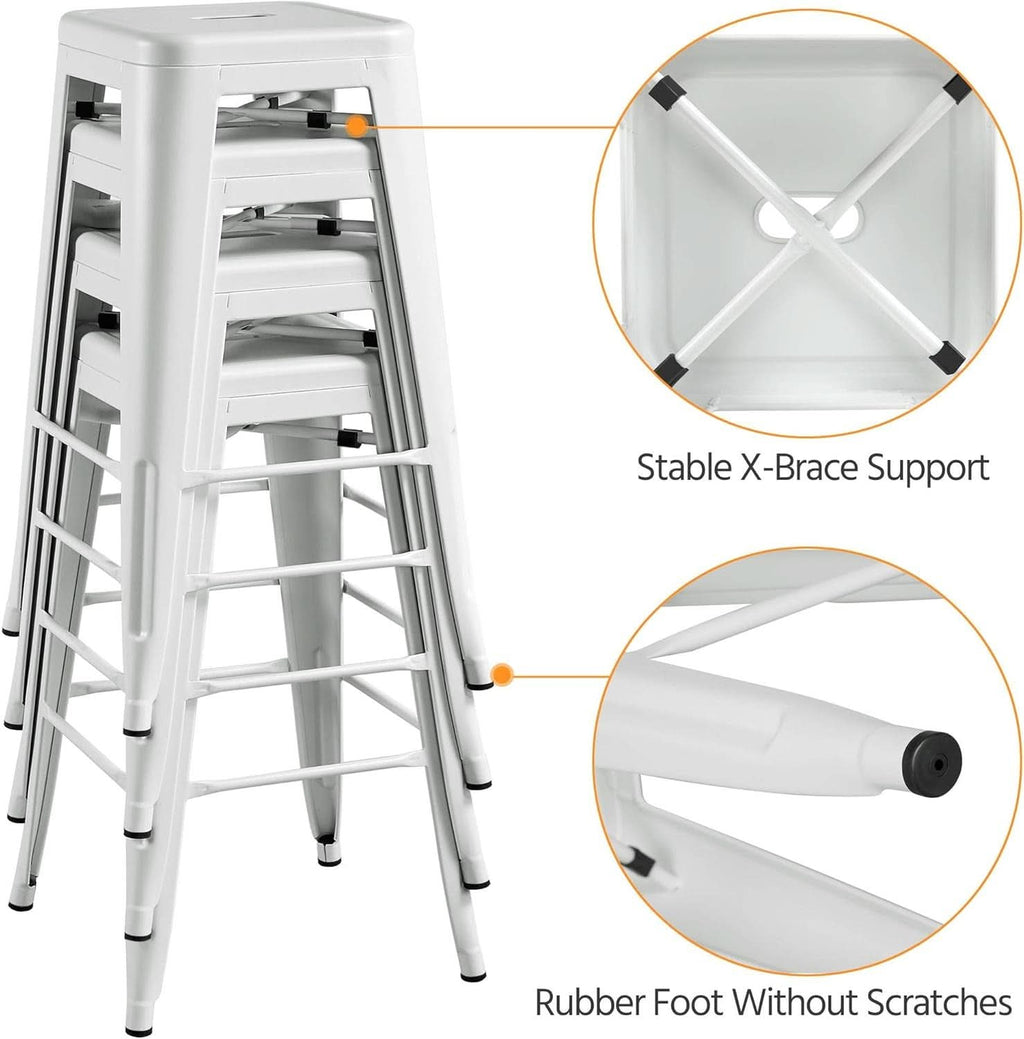 30 Inch Stacking Metal Bar Stool Indoor Outdoor Use