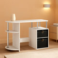 Jaya Simplistic Computer Desk White Oak With Storage