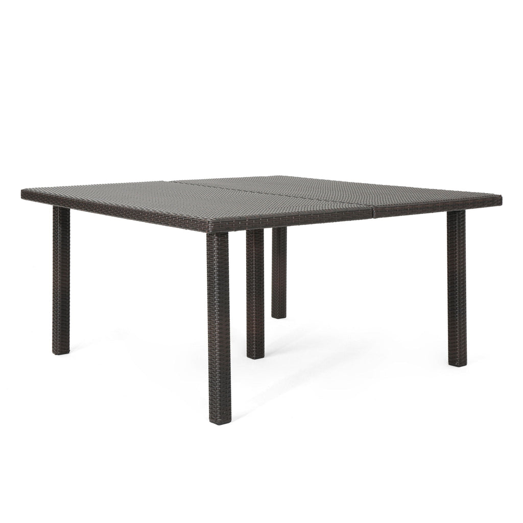 Outdoor Square Rattan Wicker Dining Table - Brown