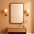 Wood Framed Bathroom Mirror 24x36 Inch Wall Mounted