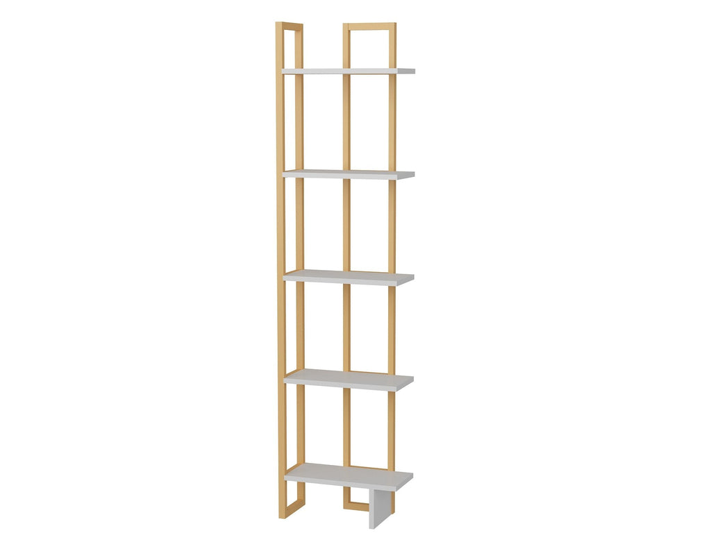 Alice 71" Tall Metal Manufactured Wood Bookcase | Corner Bookcase