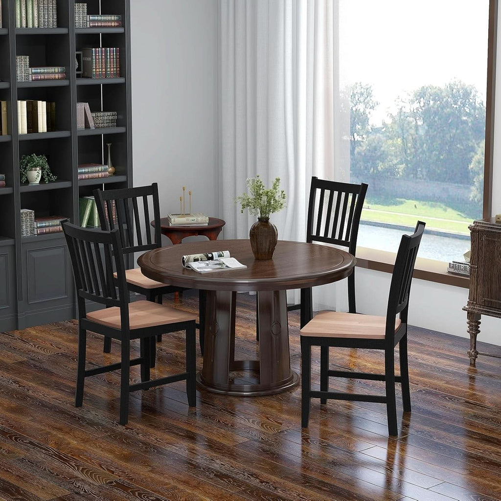 Wooden Dining Chairs Set of Four Black Farmhouse Armless