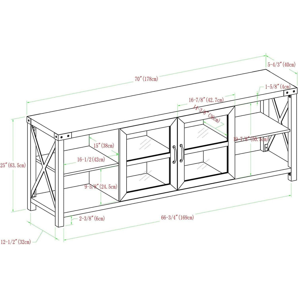 Rustic Modern 70 Inch TV Console With Open Shelves