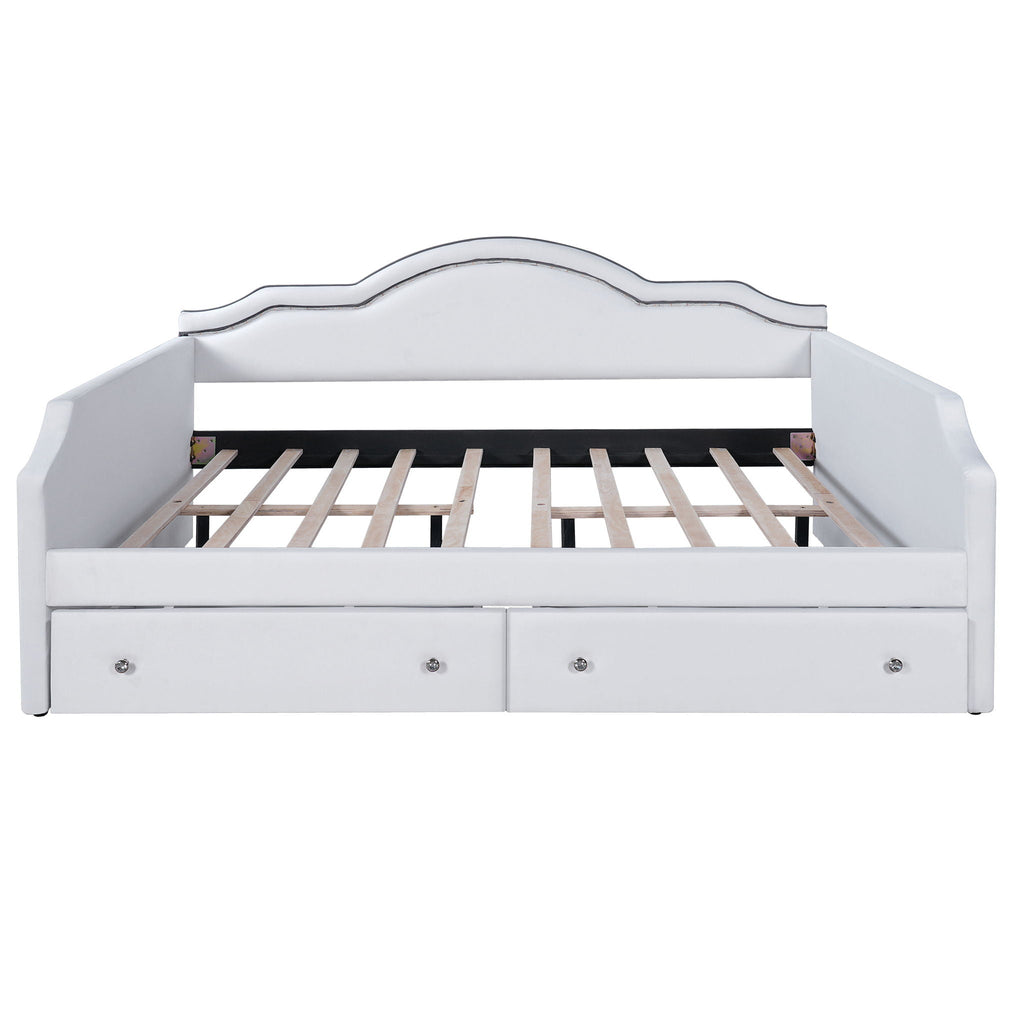 Upholstered Daybed With LED Lights And 2 Drawersme