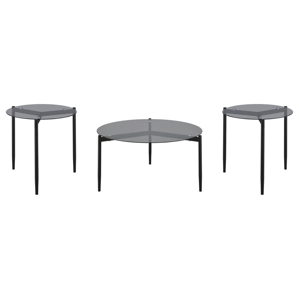 Rosalie 3-piece Round Coffee and End Table Set Grey