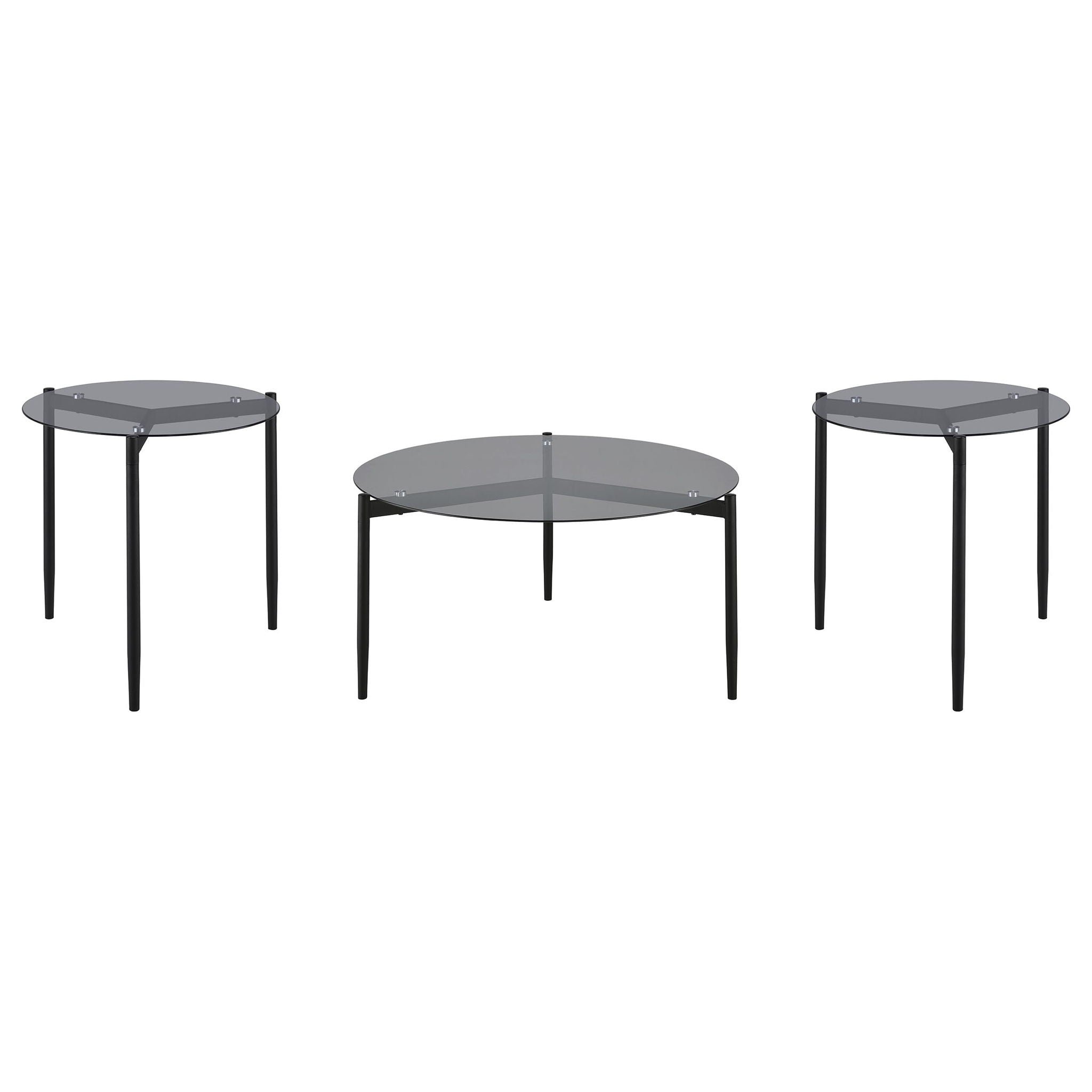 Rosalie 3-piece Round Coffee and End Table Set Grey