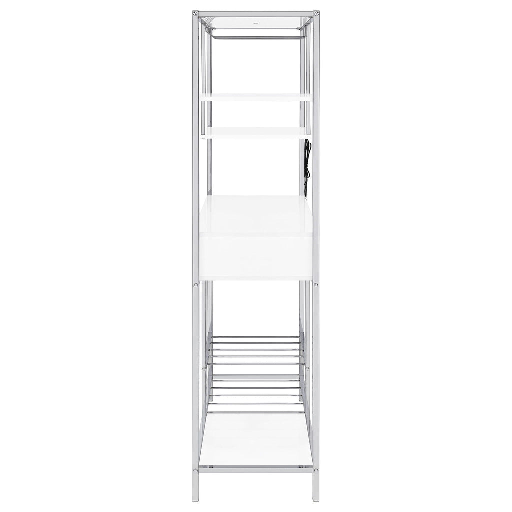 Draper - 5 Shelf LED Wine Cabinet With Pull Out Drawer - Gloss White