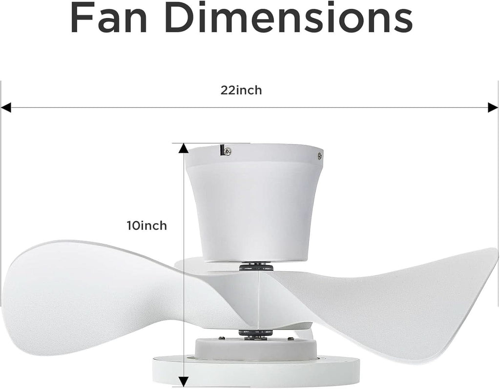 22 Inch Quiet Ceiling Fan With LED Light And Remote Control