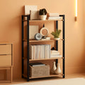 Four Tier Bookshelf Rustic Brown Steel Frame 47 Inches High