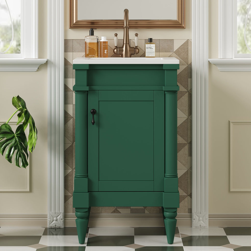 Bathroom Vanity With Sink, Storage Cabinet With Door, Drop In Sink, Compact Freestanding Design