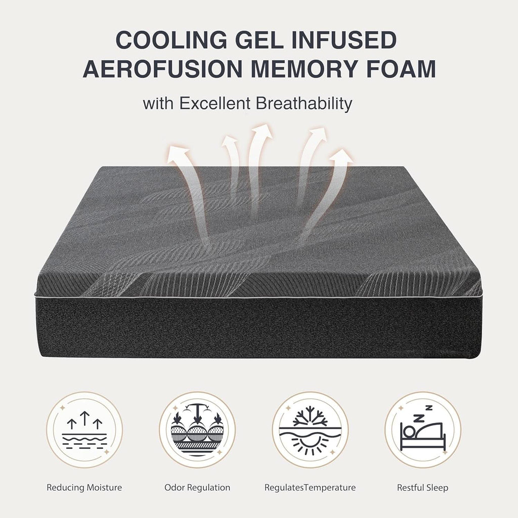 Queen Size Gel Memory Foam Mattress Thermoregulating