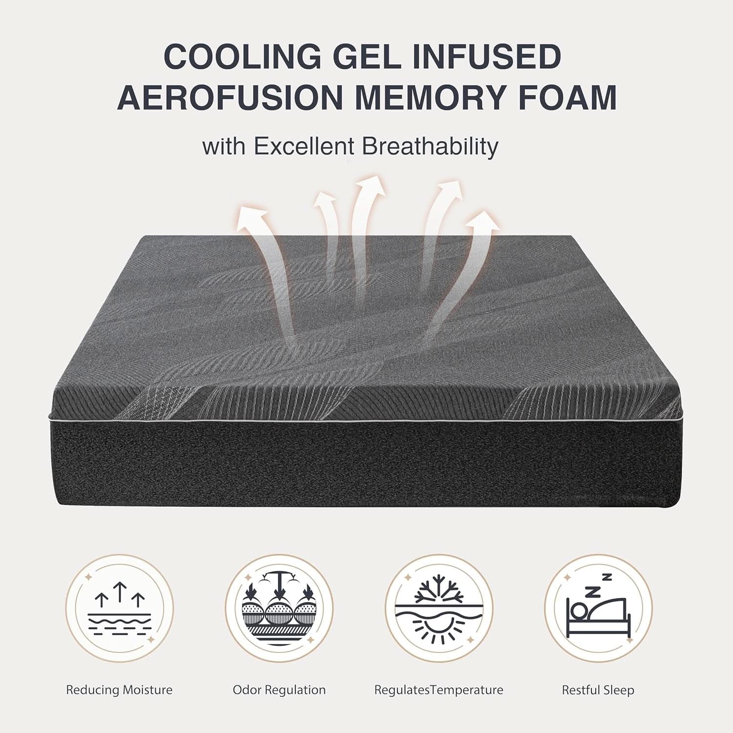 Queen Size Gel Memory Foam Mattress Thermoregulating