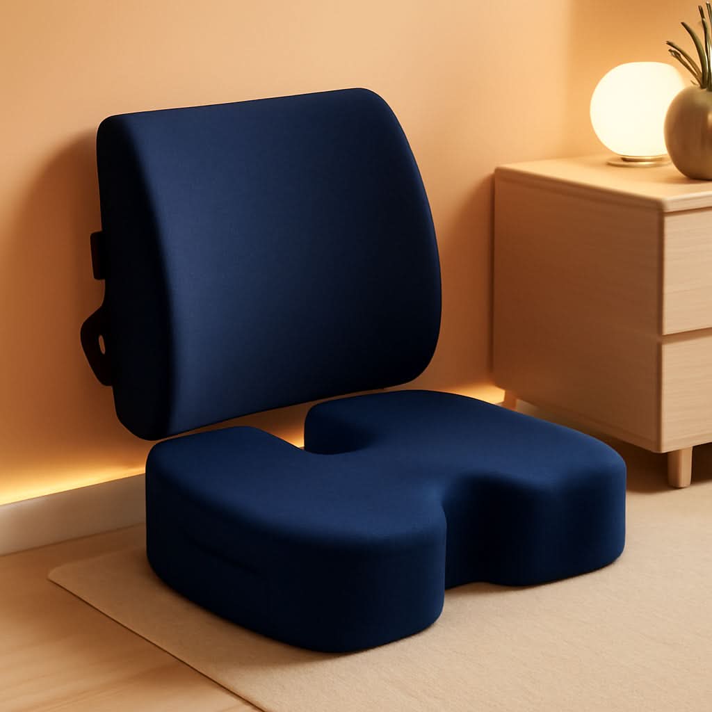 XL Memory Foam Office Chair Cushion With Lumbar Support