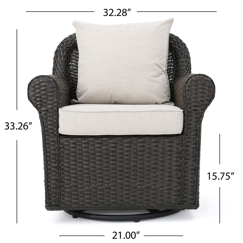 Amaya - Outdoor Swivel Rocker Chair With Water Resistant Cushions - Brown / Beige