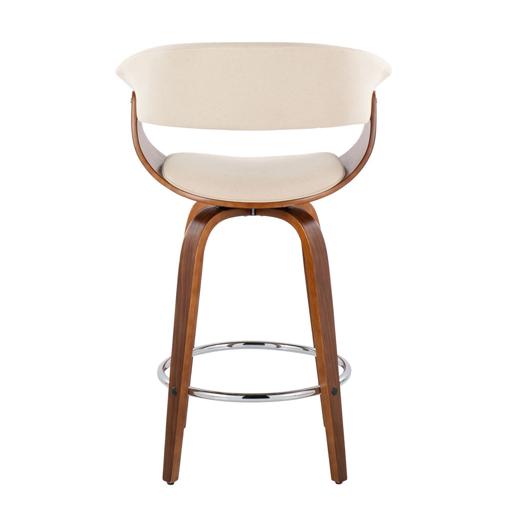 Vintage Mod - Mid Century Modern Fixed Height Counter Stool With Swivel With Round Footrest (Set of 2)