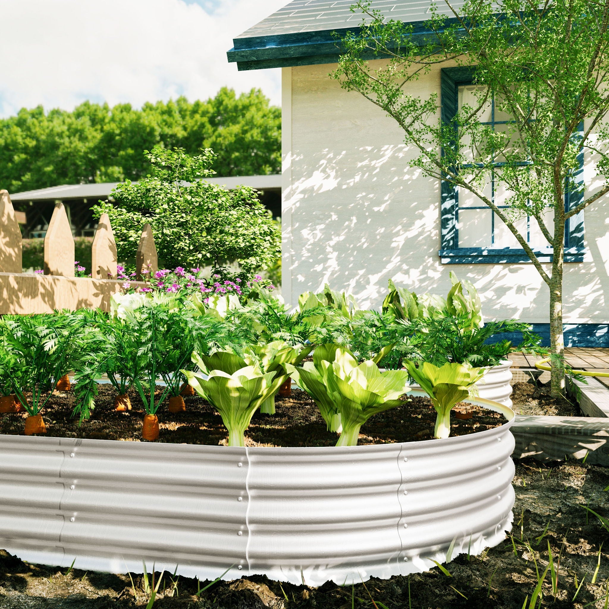 Heavy Duty Galvanized Raised Garden Bed Kit For Vegetables, Flowers & Herbs