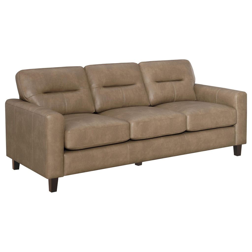 Scotland 2-piece Faux Leather Upholstered Sofa Set Brown
