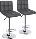 Grey Adjustable Swivel Bar Stools Set of 2 With PU Leather