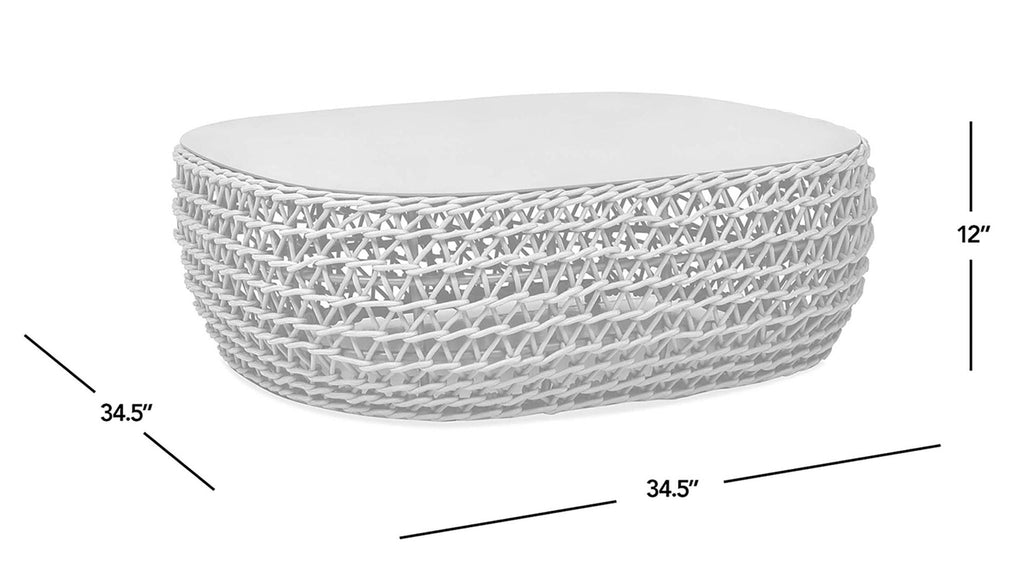 Willow - Oval Woven Patio Coffee Table, Wicker Frame