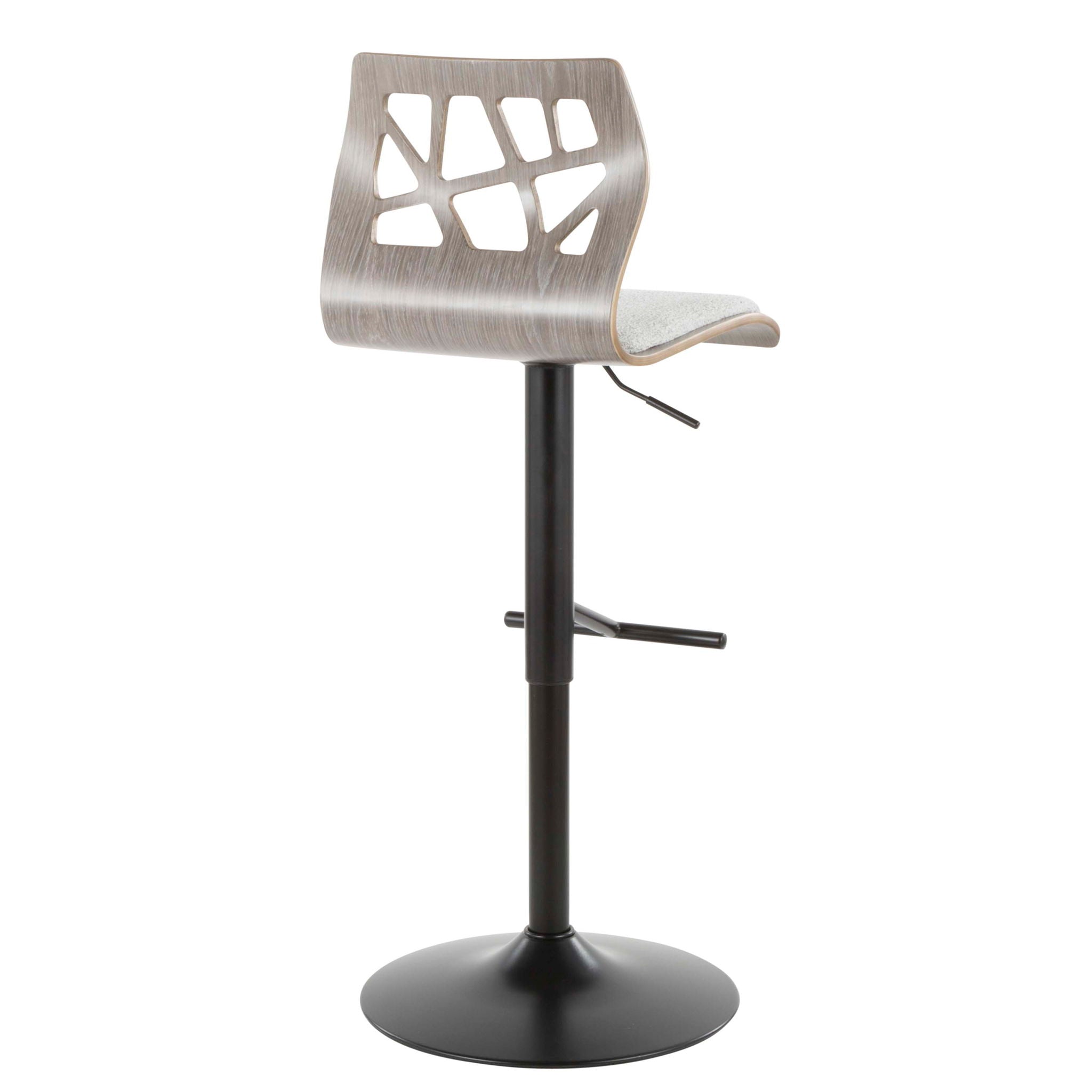 Folia - Mid Century Modern Adjustable Barstool With Swivel & Rounded T Footrest (Set of 2)