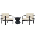 Modern 3 Piece Outdoor Patio Seating Set With Aluminum Frame And Weather Resistant Cushions - Beige / Gray