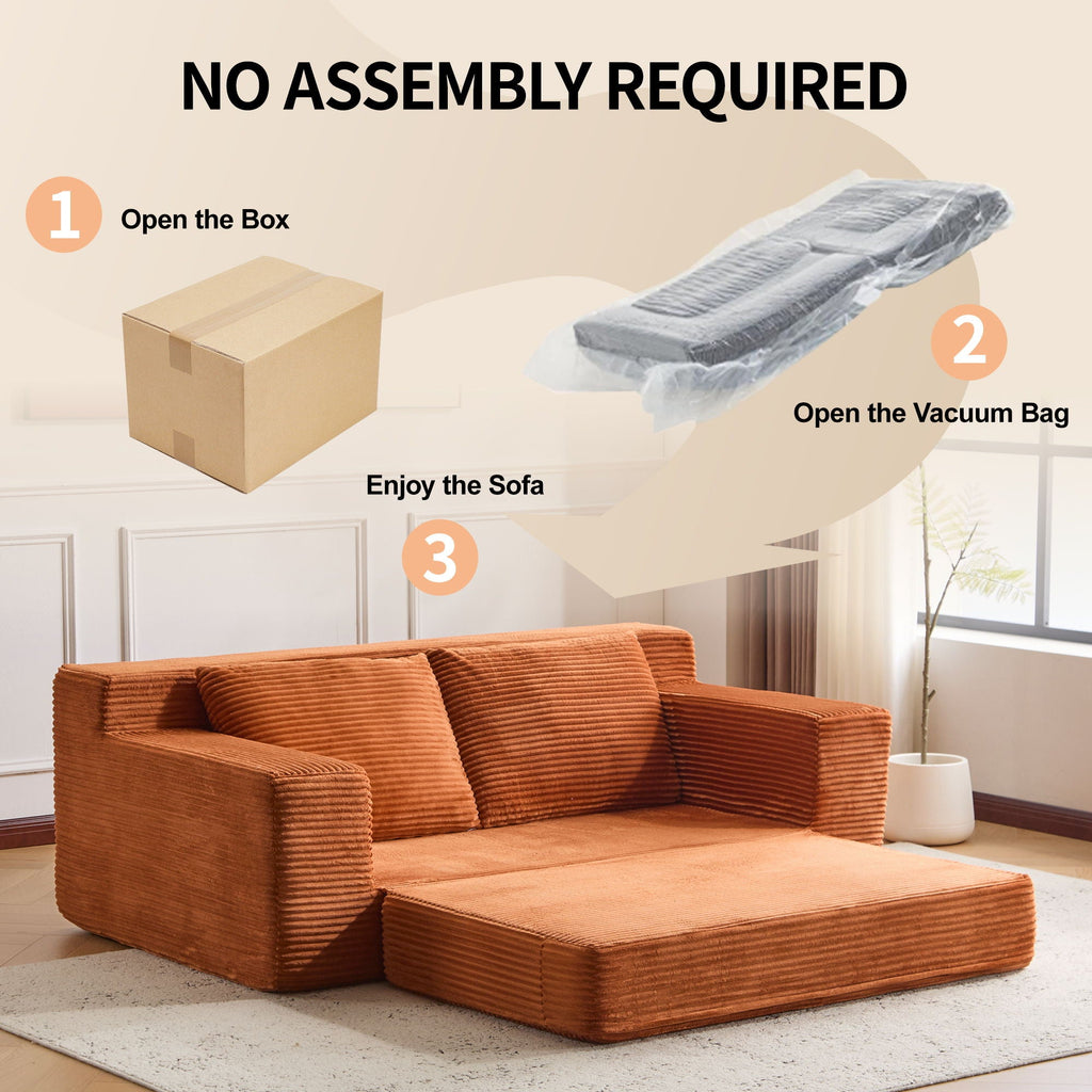Comfortable Deep Seat Loveseat Sofa Bed, Reversible Cushion With Pillows