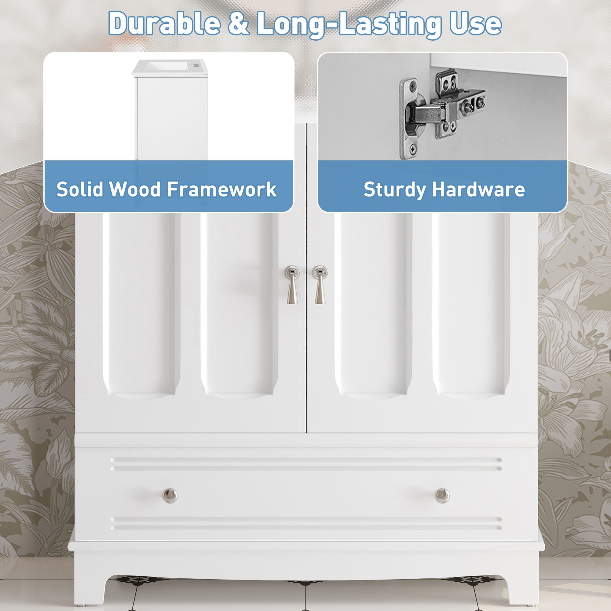 Bathroom Vanity With Sink, Cabinet With Adjustable Shelf And Drawer Divider