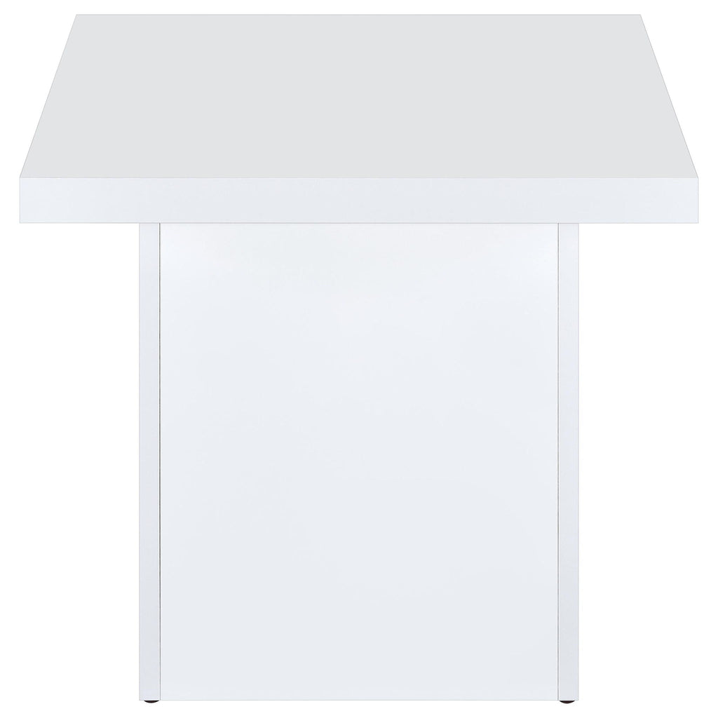 Devar Square Engineered Wood Side End Table White High Gloss