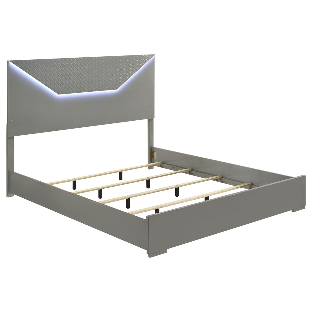 Ives 5-piece Eastern King Bedroom Set Grey High Gloss