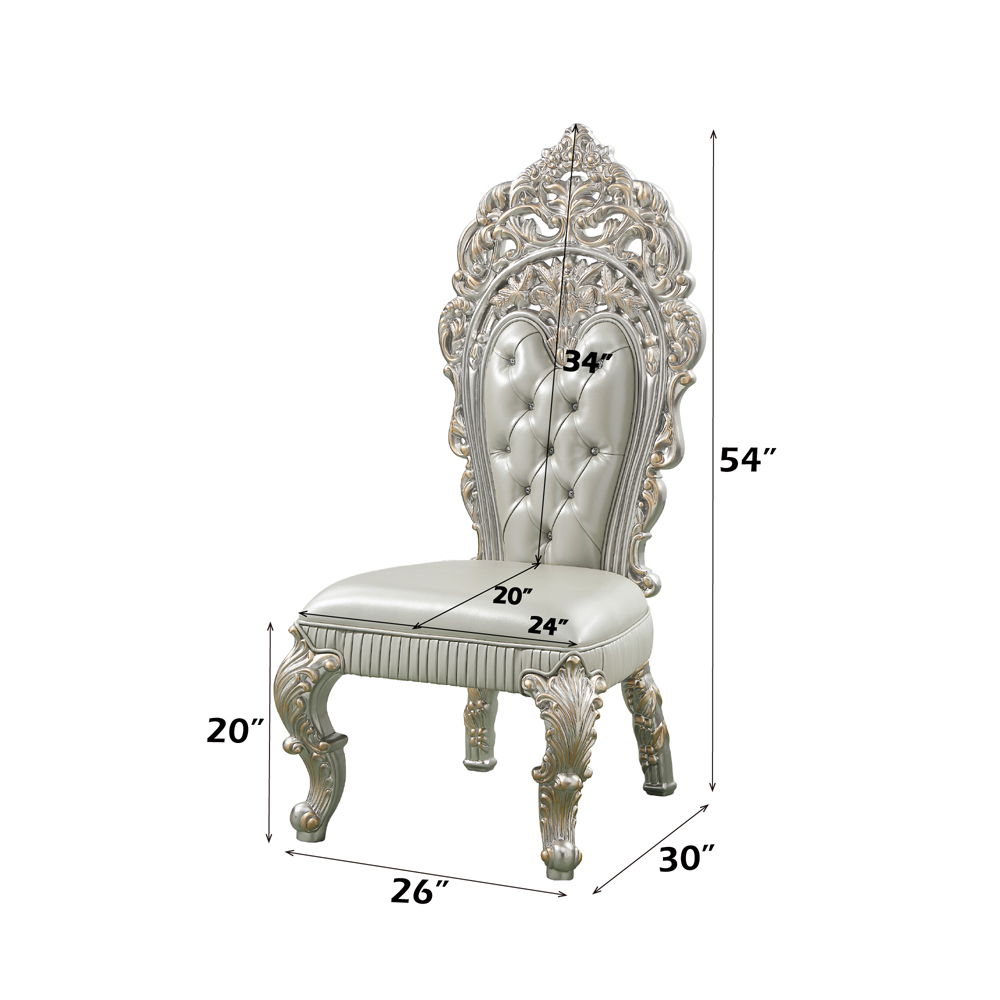 Sandoval - Side Chair (Set of 2) - Beige Synthetic Leather & Champagne