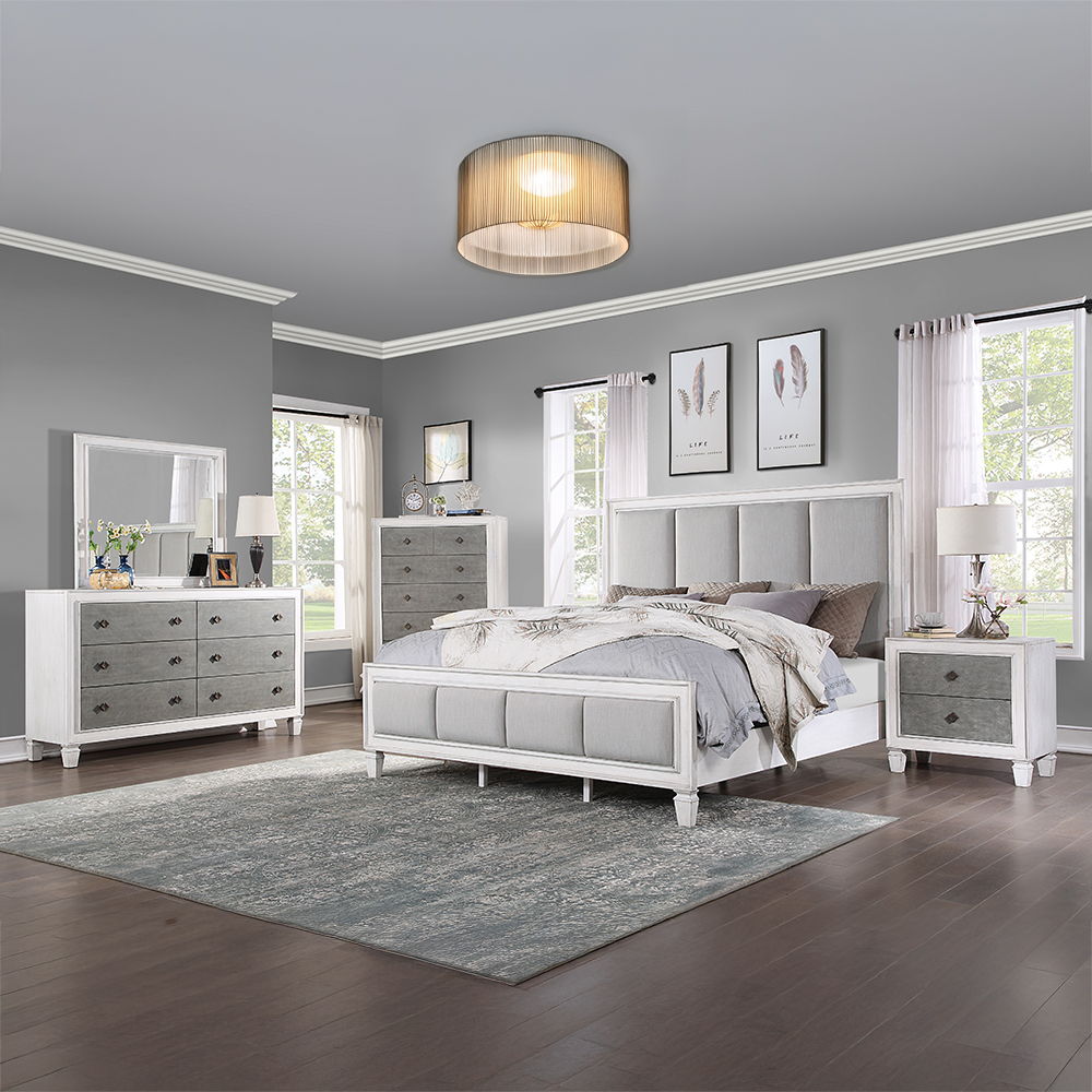 Katia - Nightstand - Rustic Gray & Weathered White