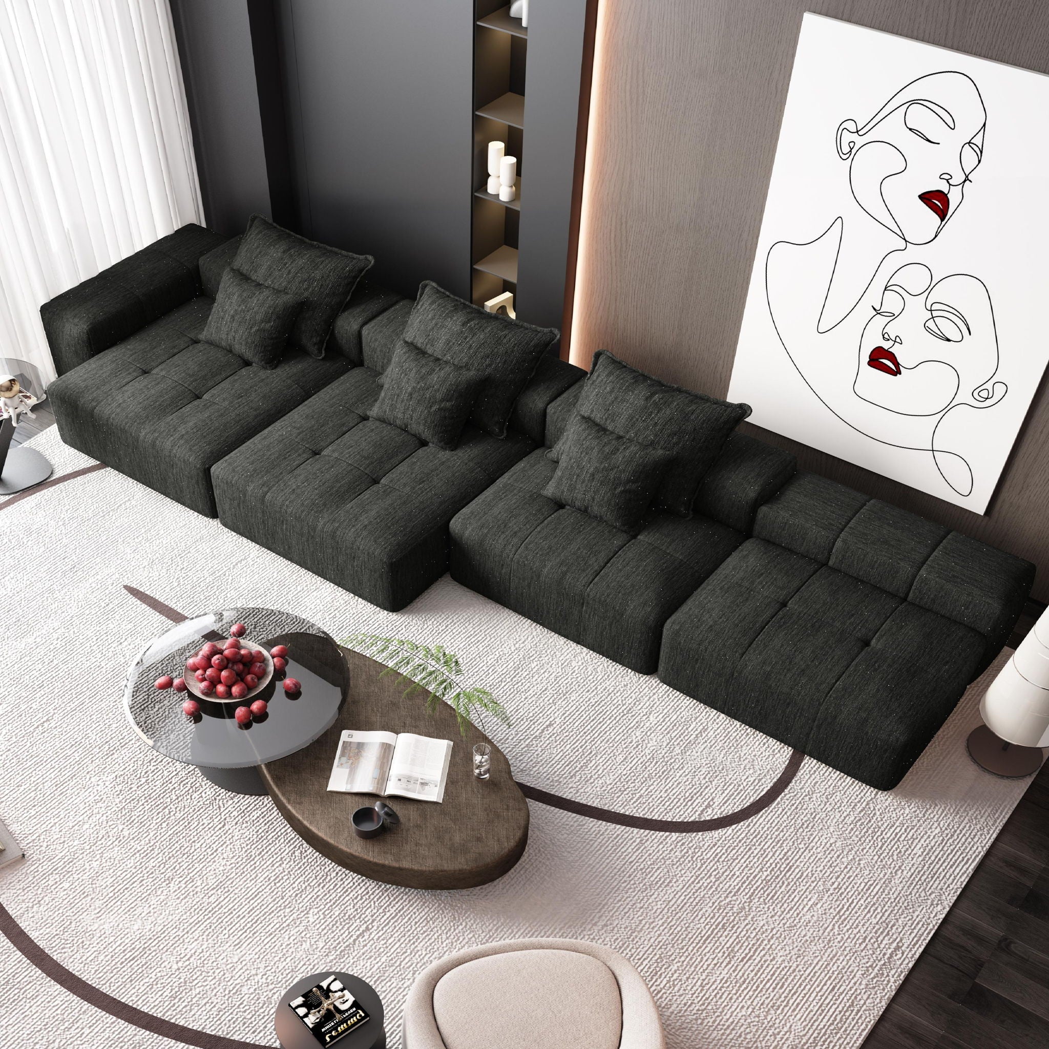 Modern Oversized Diy Combination Modular Sectional Sofa With Pillows