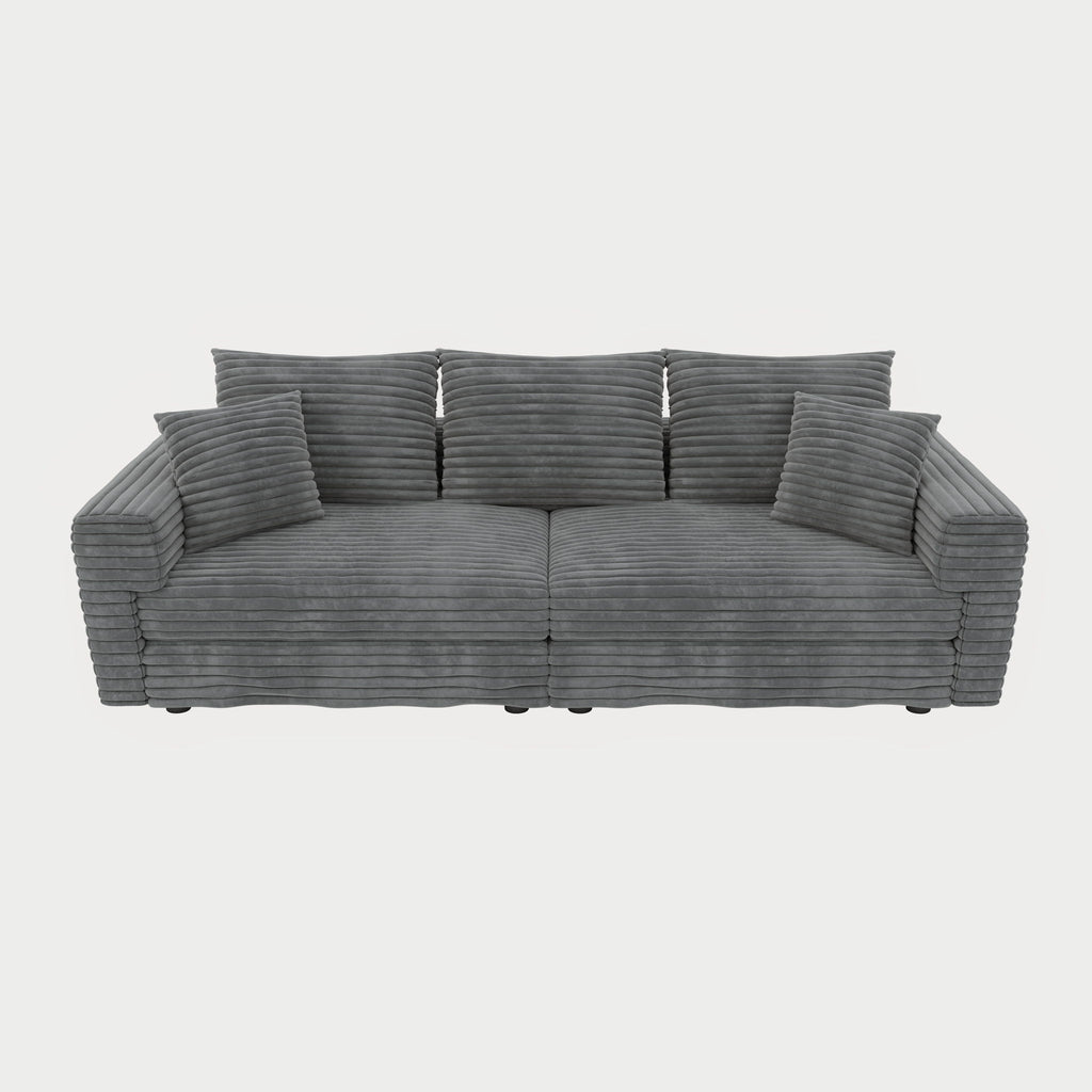 Deep Seat Convertible Sofa With Soft Pillows And Ottomans