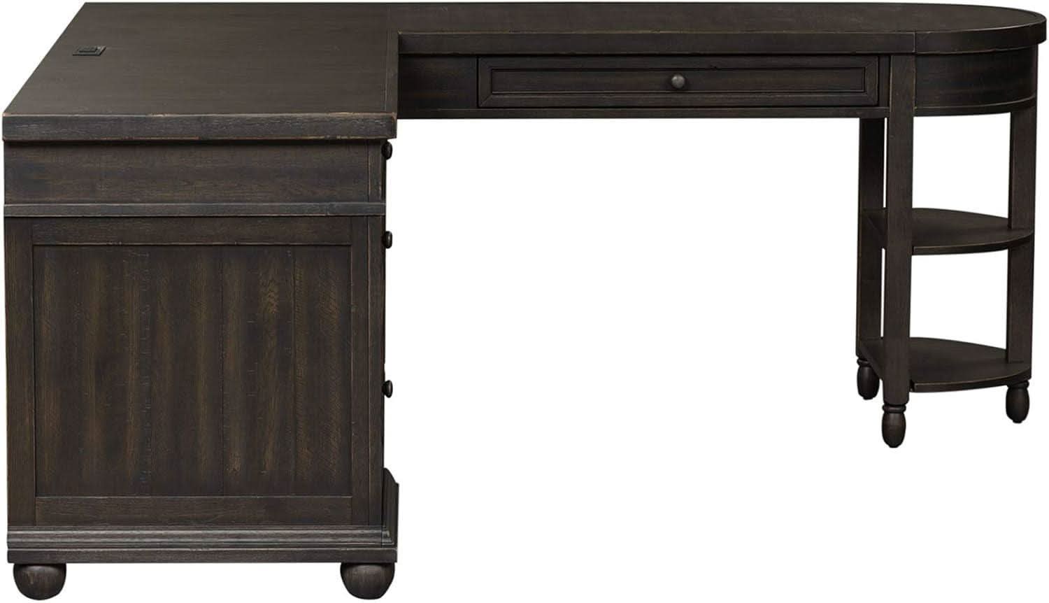 L Shaped Workstation With Integrated Charging Ports