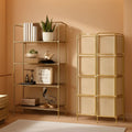 No Assembly Foldable Bookshelf 4 Tier Gold Bookcase