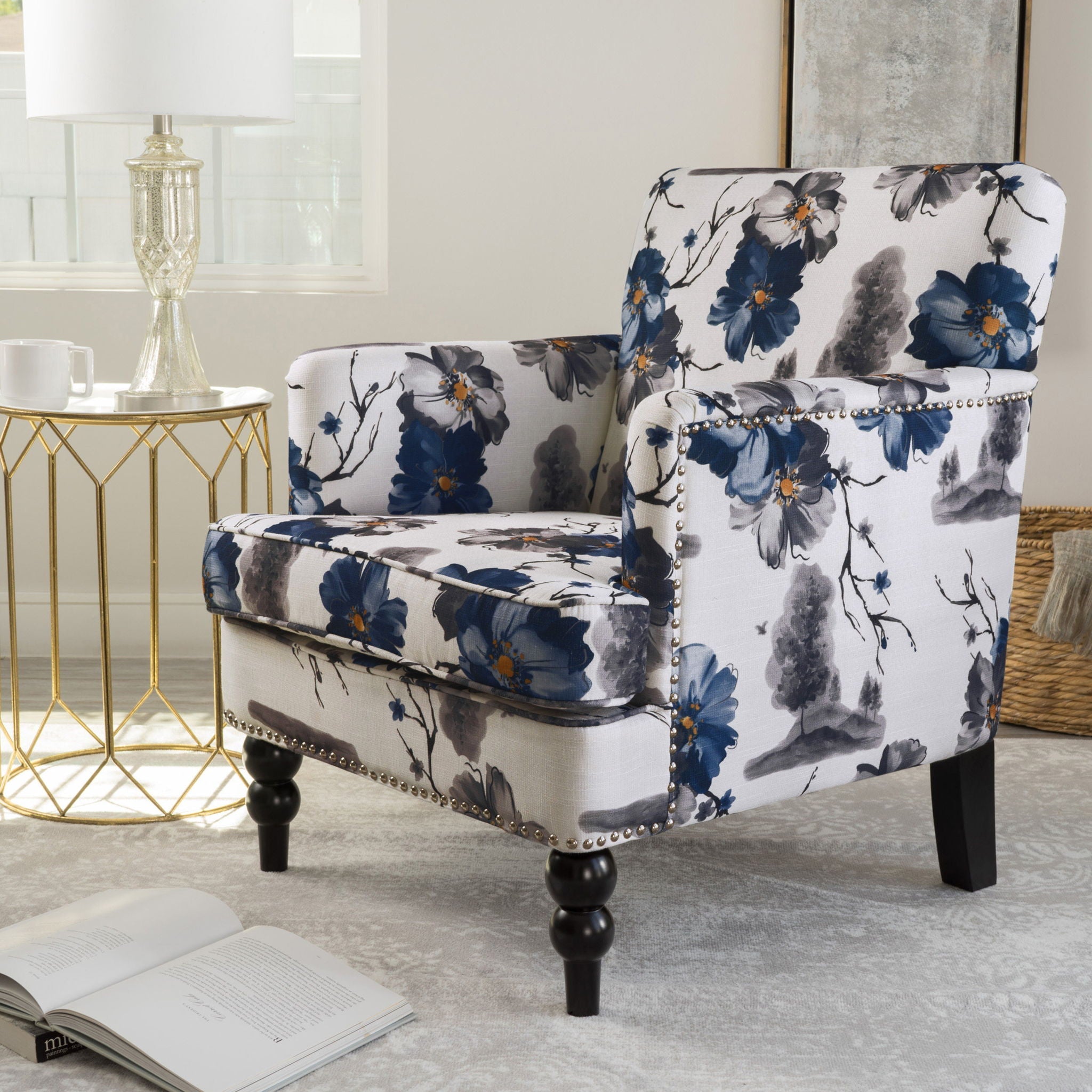 Club Chair With Tapered Birch Wood Legs - Multicolor