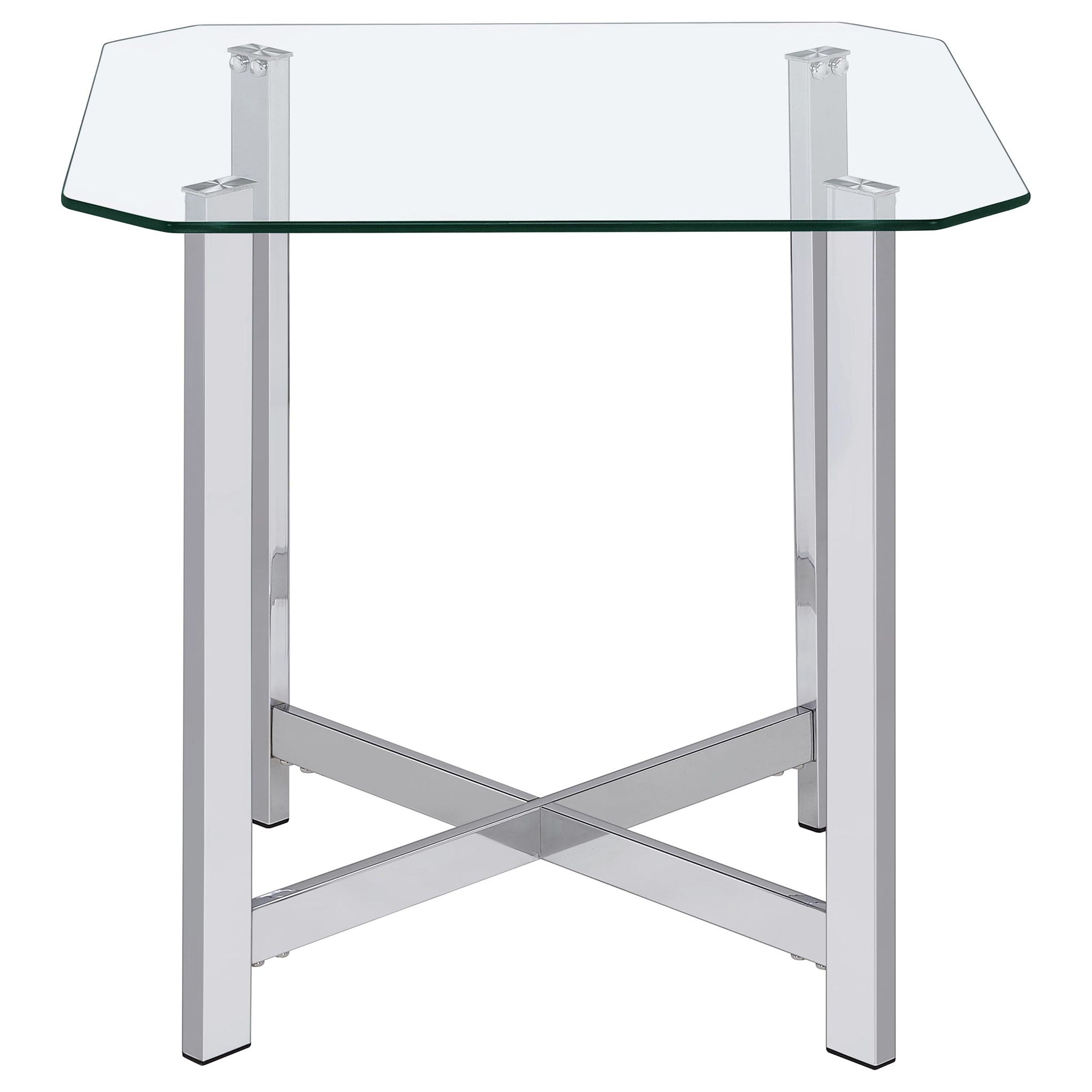 Cronin 2-piece Tempered Glass Top Coffee Table Set Chrome