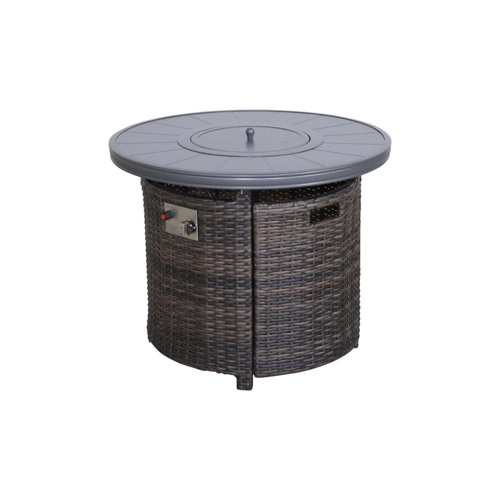 Wicker Outdoor Lounge Set With Cushions And Fire Pit
