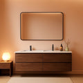 60x36 Inch Matte Black Bathroom Mirror With Metal Frame