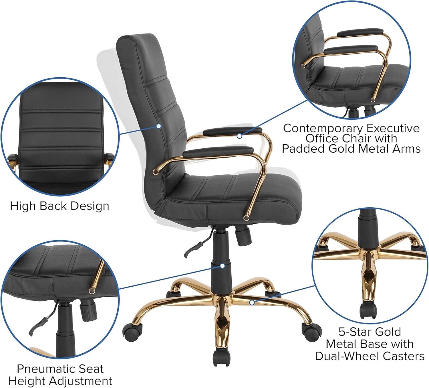Whitney Black High Back Leathersoft Desk Chair Swivel