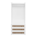 Wardrobe With 3 Drawers High Wardrobe Armoire With Rattan For Living Room Organizer - White