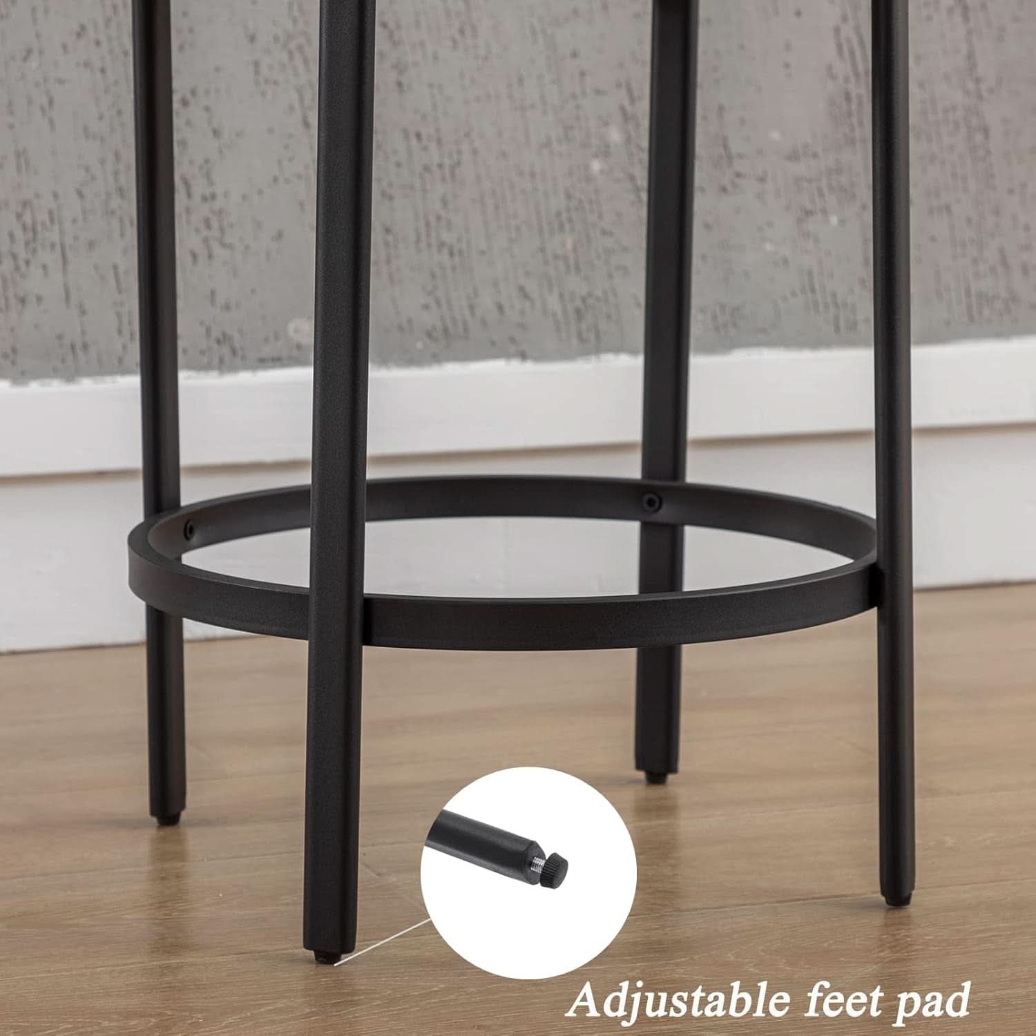26 Inch Round Faux Leather Bar Stools Set Of 2 White